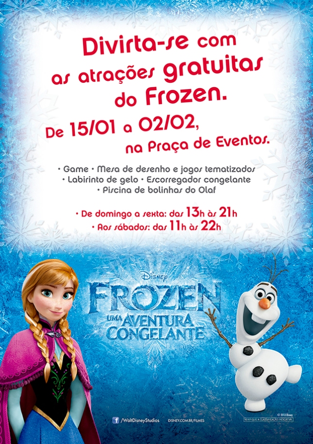 Refresque a criançada gratuitamente com o Frozen no Via Parque